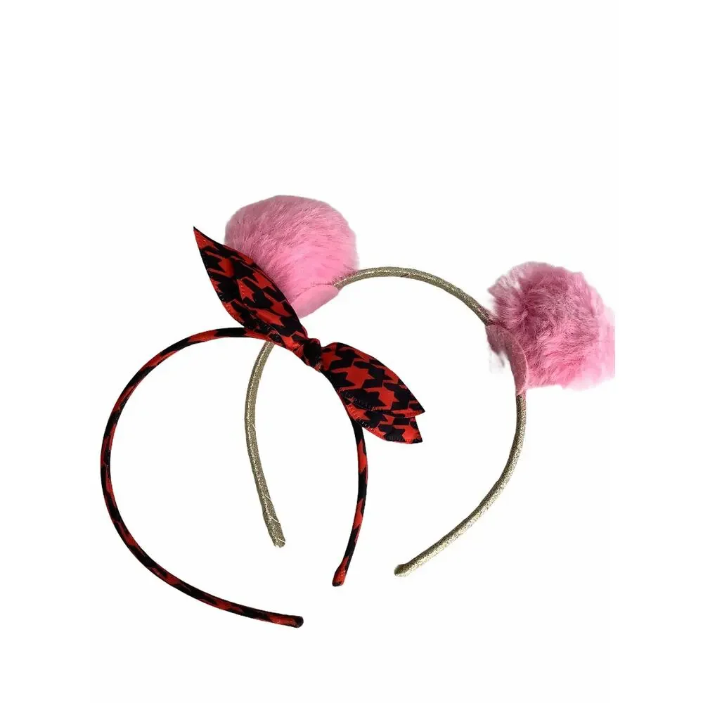 BUNDLE Lot of 2 Girl’s Pom-Pom & Bow Headbands Hair Accessories NEW